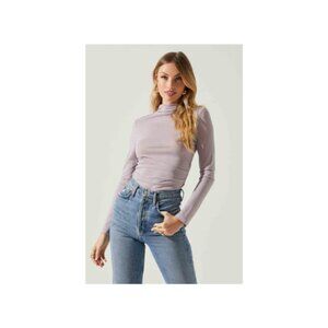 ASTR the Label LAVENDER JOBELLE LUREX MOCK NECK LONG SLEEVE TOP